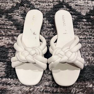Kaanas White Braided Knot Slide Sandals Sz 9